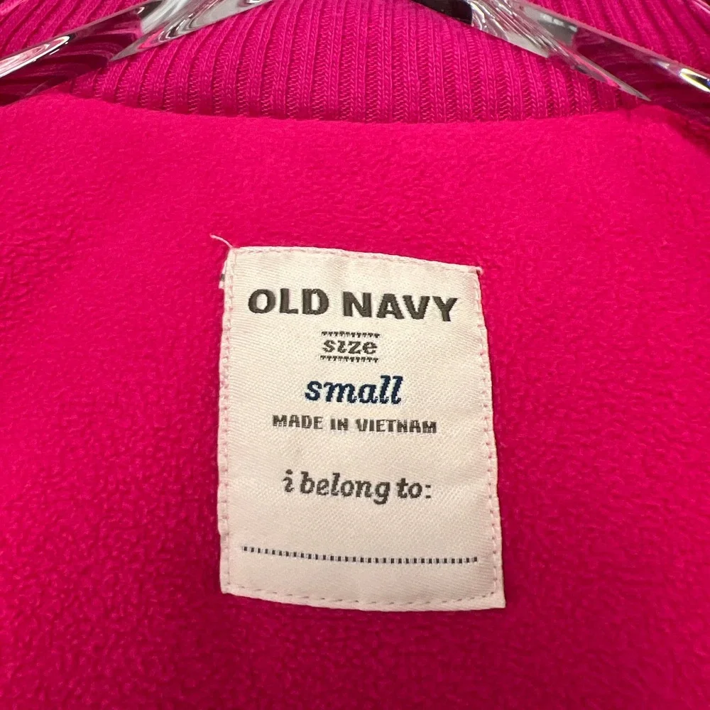 Old Navy Puffer Vest Girls Small Pink Fleece Lined Insulated Mock Neck Full Zip